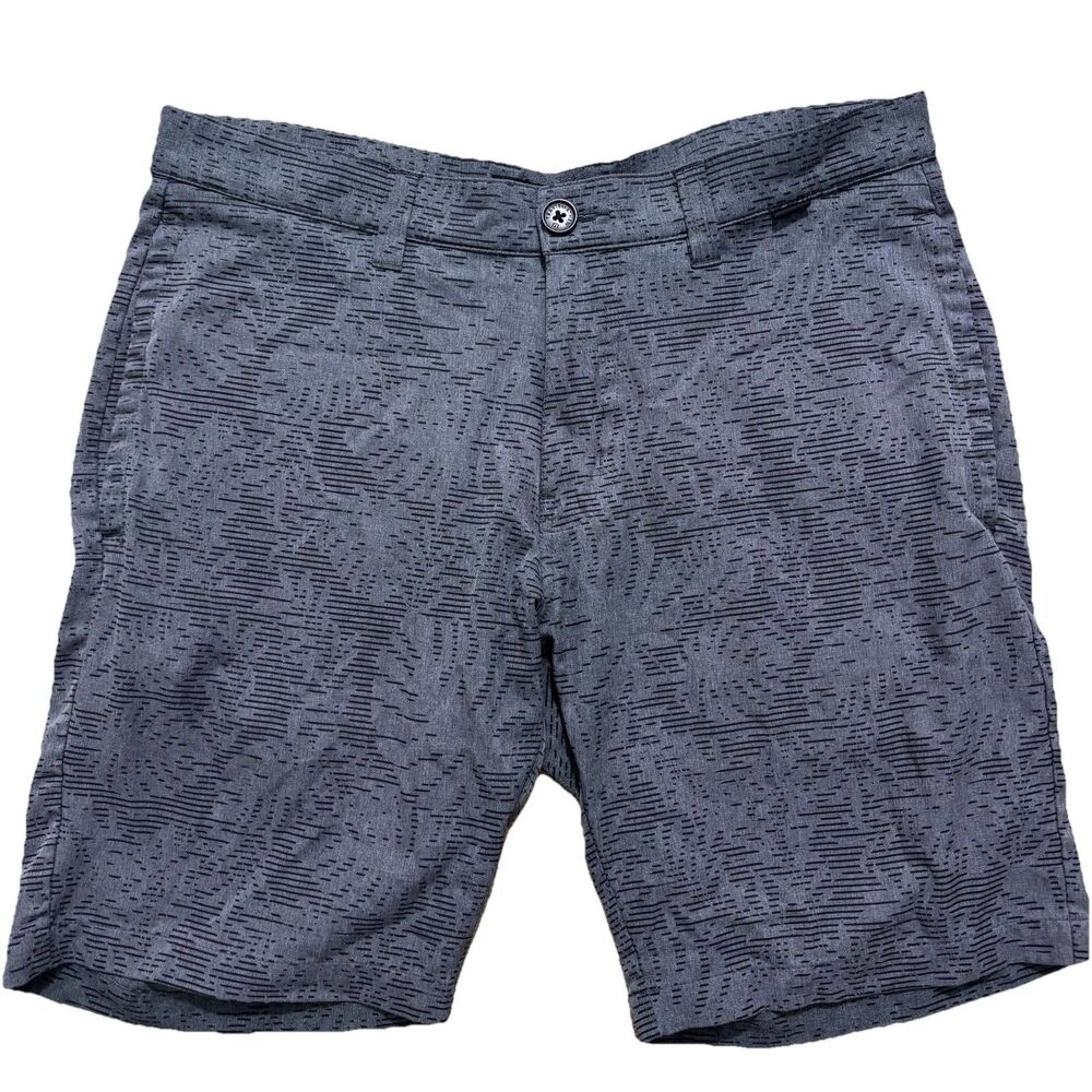 Travis Mathew Go Fish Shorts Men’s 32 Gray Palm Leaf Hybrid Golf Swim Casual